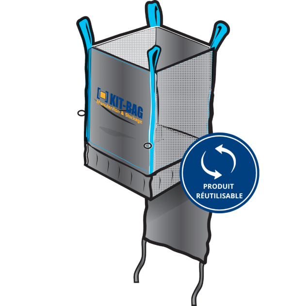 Big-bag BOIS 100x100x130 + toile géotextile + toile ventilée Big-bag BOIS 100x100x130 + toile géotextile + toile ventilée