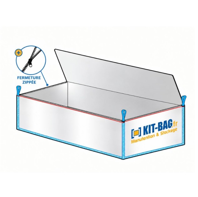 Big-bag 620x240x115 avec zip pour transport en benne