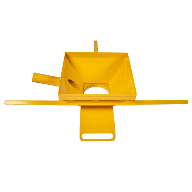 Trémie pyramidale 1200 avec vanne guillotine + manchon à gauche Trémie pyramidale 1200 avec vanne guillotine + manchon à gauche